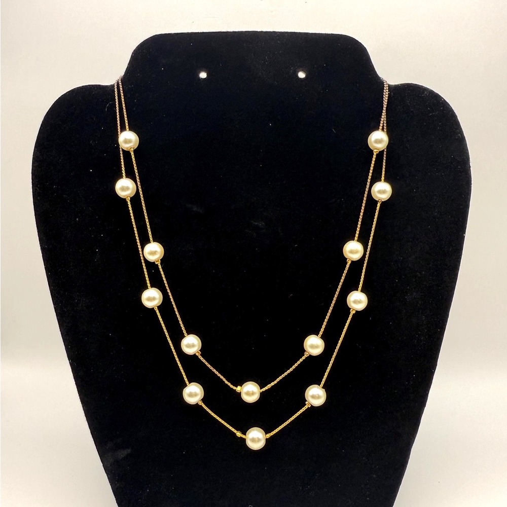 Vintage Double Strand Faux Pearl Necklace – Classic Layered‎ Jewelry